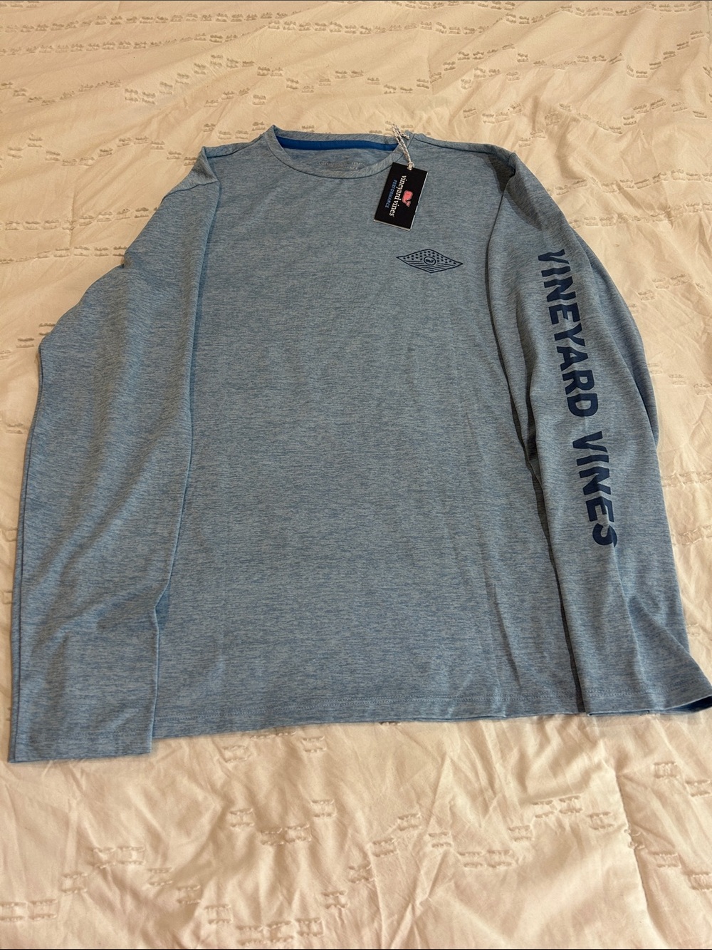 NWT Vineyard Vines Men’s Long Sleeve Performance Shirt – Blue Heather – Small